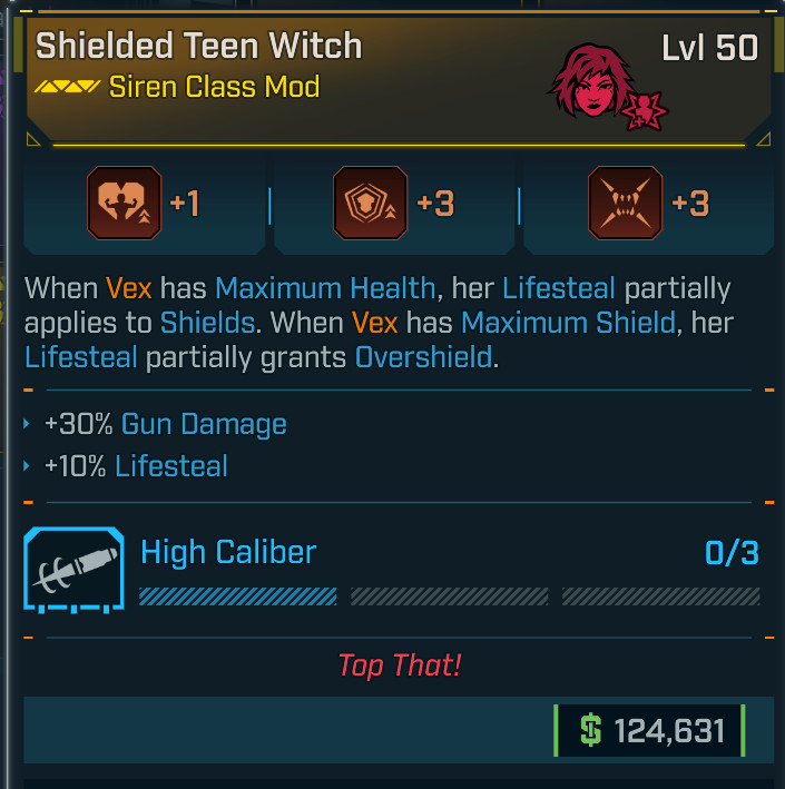 Borderlands 4 ⭐SHIELDED TEEN WITCH⭐VEX SIREN CLASS MOD⭐3 Grave Thirst⭐GUN DAMAGE