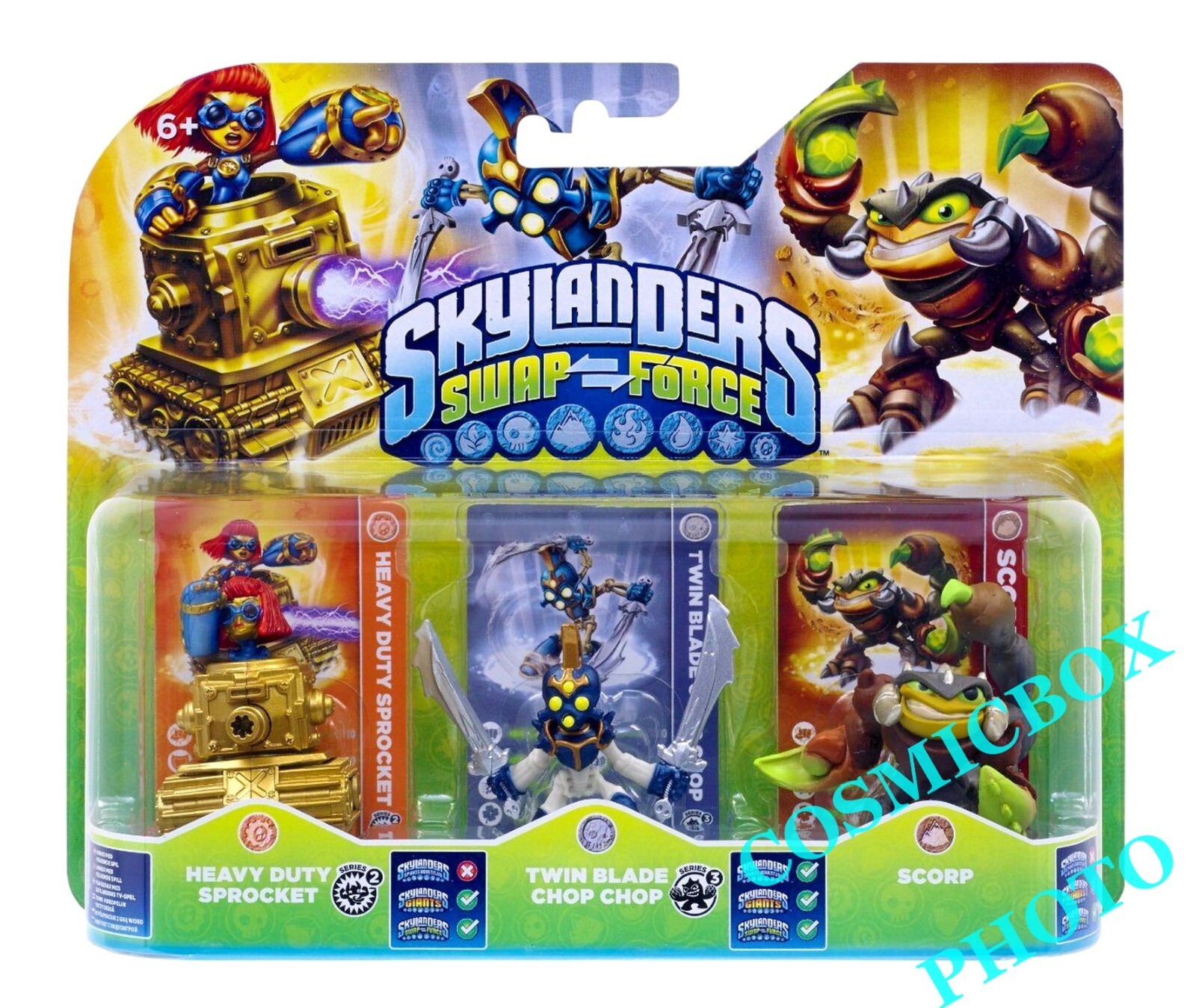 SYLANDERS SWAP FORCE – new Pack 3 figures – Scorp Heavy Duty Twin Blade Chop