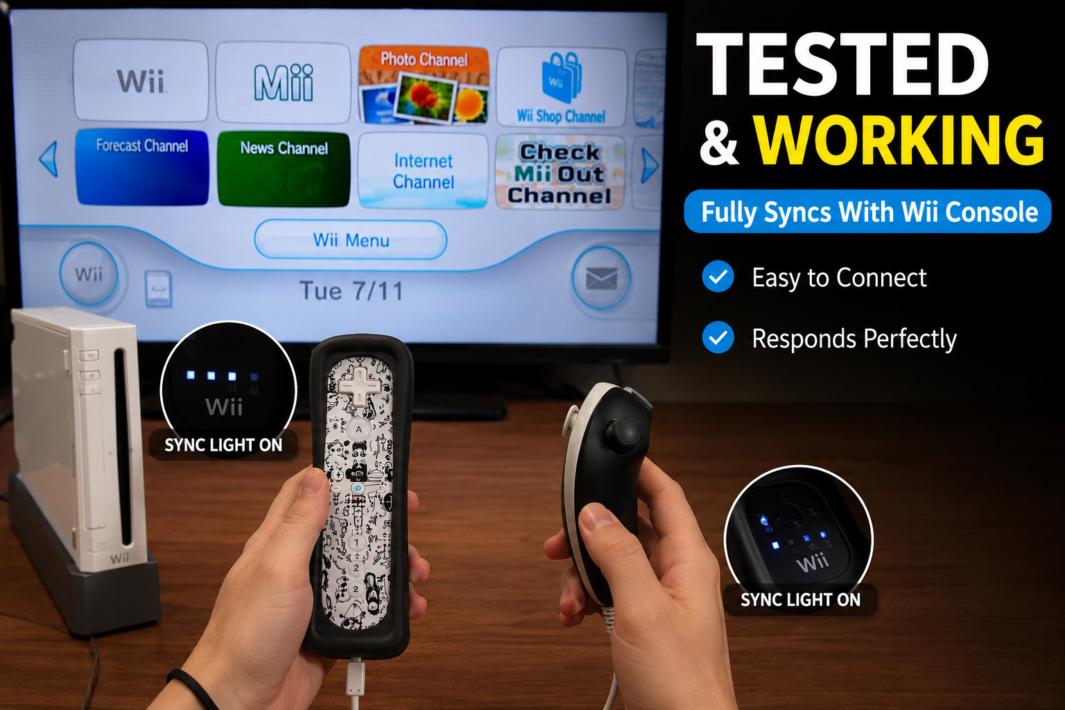 2x Wii Remote Controller Motion Plus + Nunchuk Set For Nintendo Wii Wii U Tested
