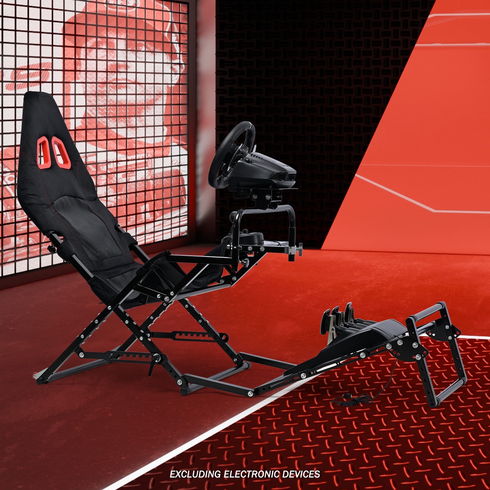 Supllueer Foldable Racing Simulator Cockpit Fits Logitech G923 Moza Thrustmaster
