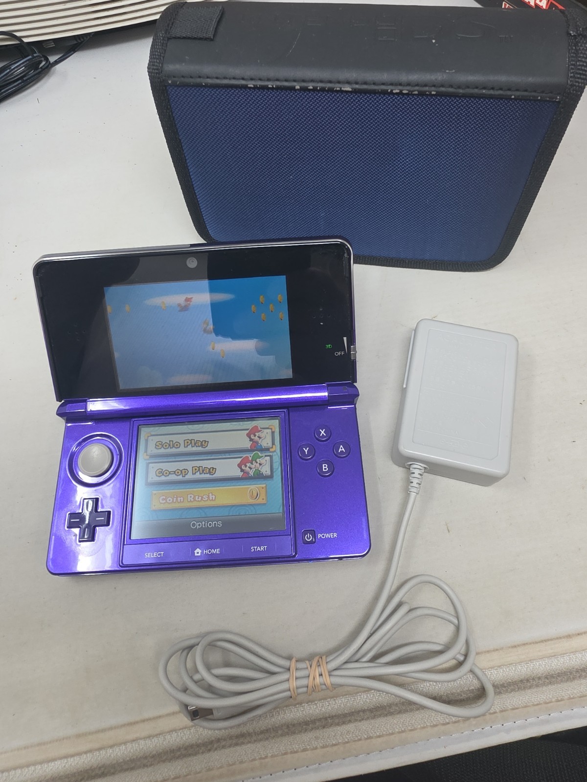 Nintendo 3DS Midnight Purple CTR-001 Console — Fully Tested w/Charger/Stylus
