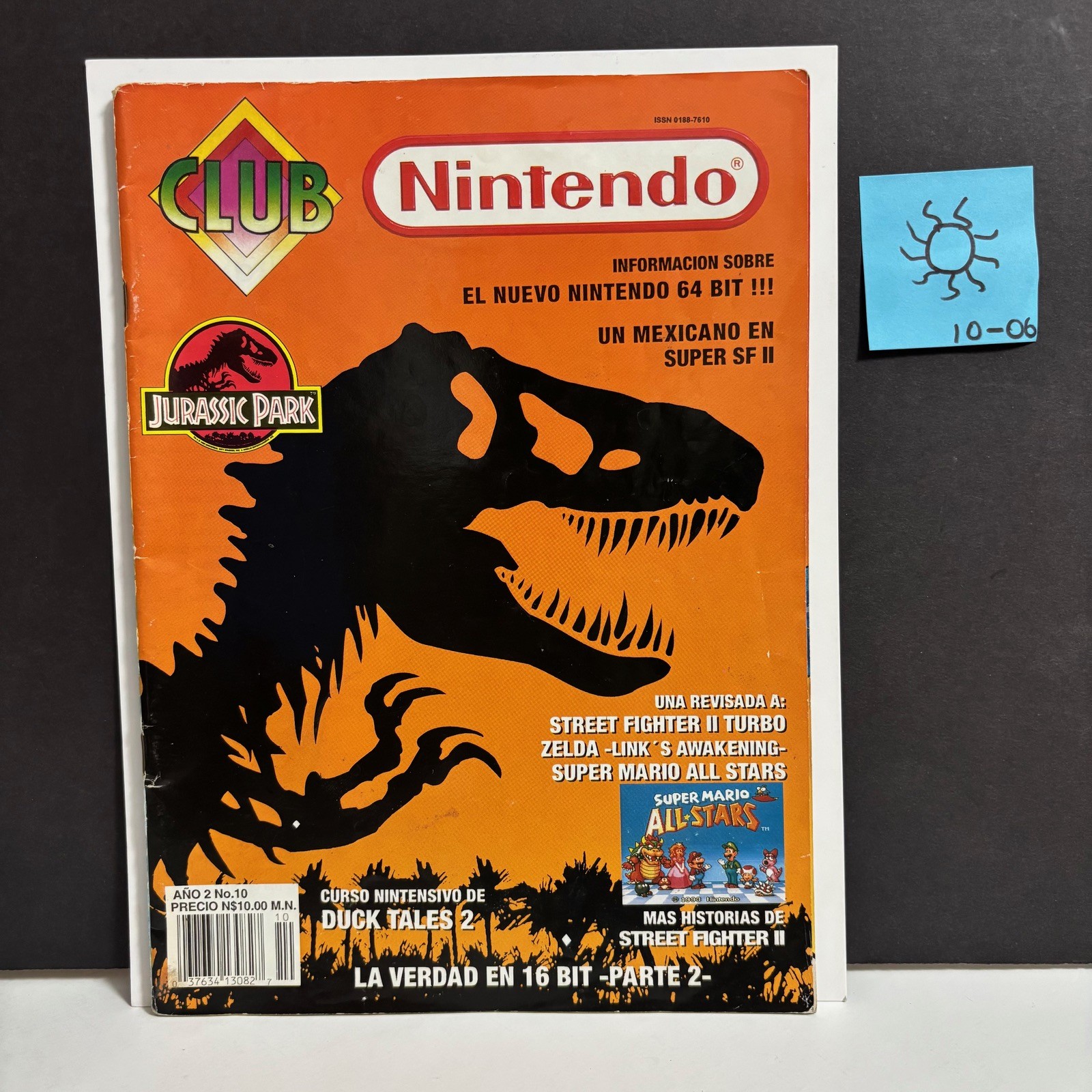 Club Nintendo Magazine Year 2 #10 (Mexico 1992) Jurassic Park SNES Iconic Cover