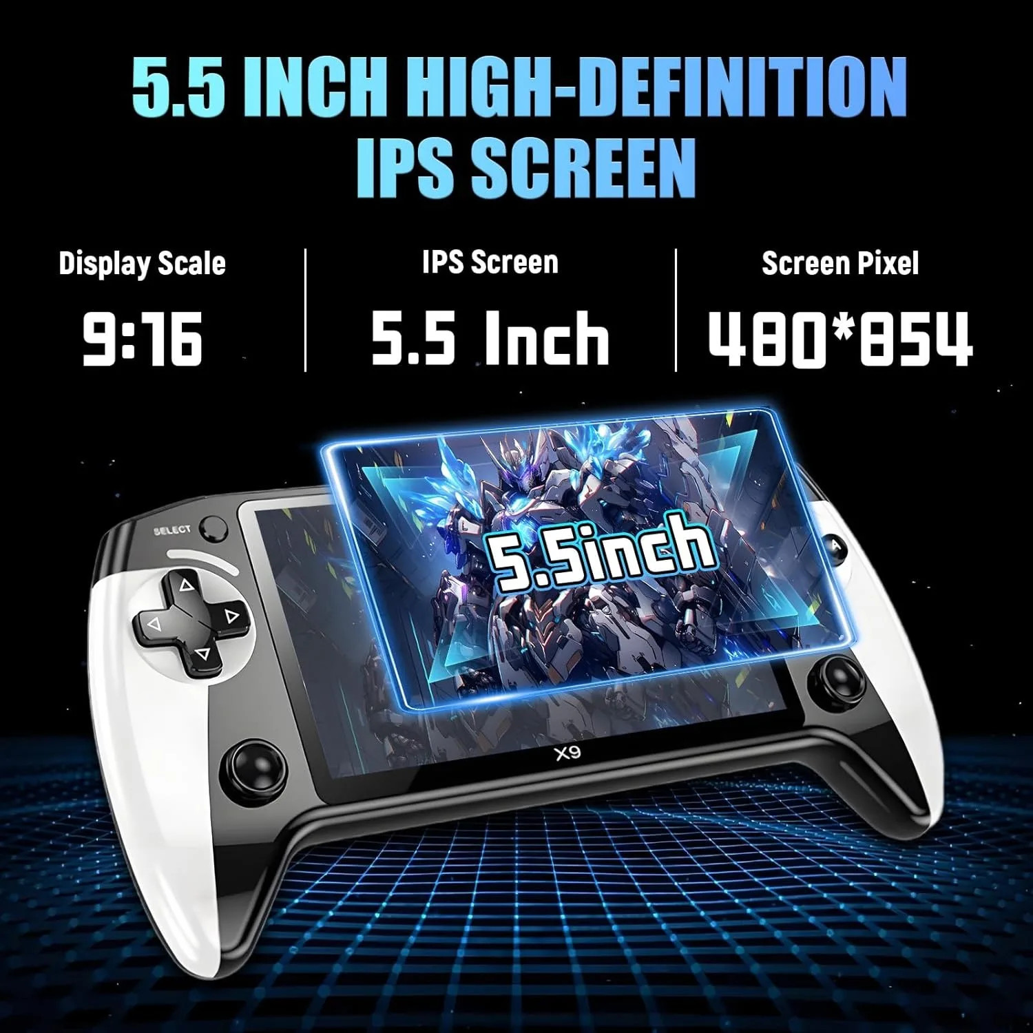 X9 Retro Handheld Game Console, Saker Game Console 5.5-Inch HD IPS Screen, 20000