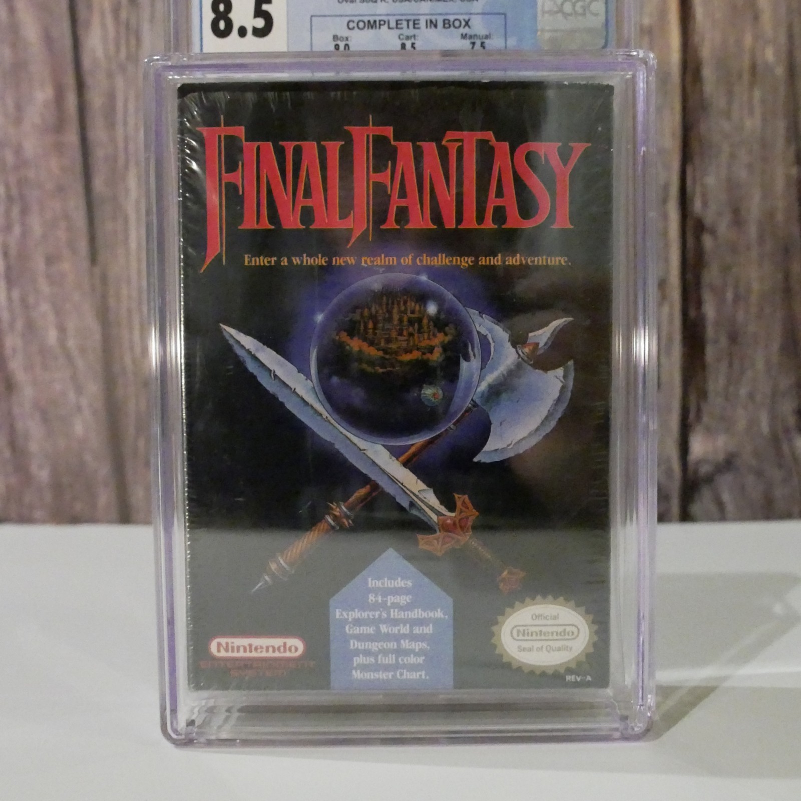 Final Fantasy NES 1990 CGC 8.5 CIB Oval SOQ Maps Box Cello Nintendo