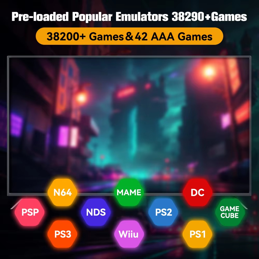 HDD Retro Game Console for PS2&3/WiiU/Wii/Switch/50+Emulators 38293 Games＆42 AAA
