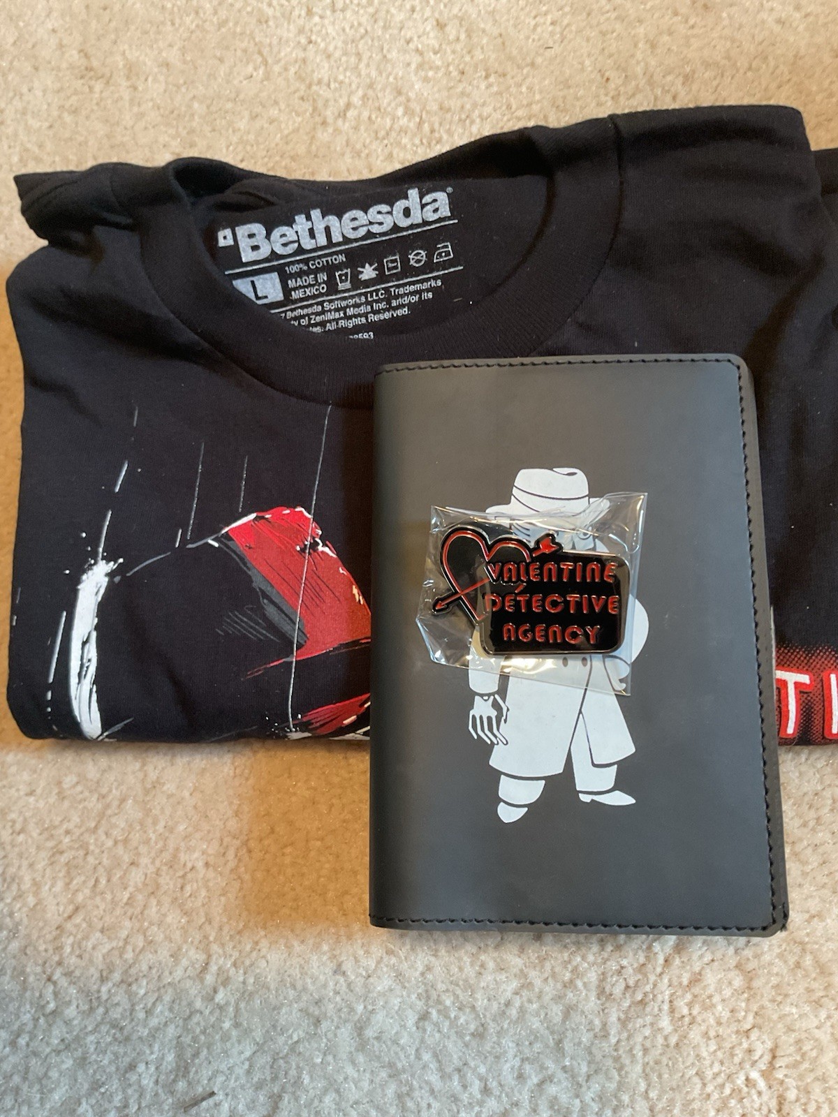 Fallout Nick Valentine Detective Agency L Shirt Pin Sign Limited Edition