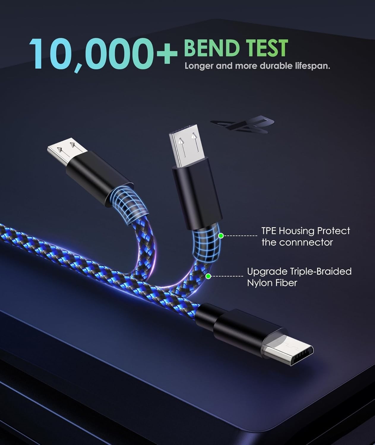 16 FT PS4 Controller Charger Charging Cable, Nylon Braided Extra Long Micro U…