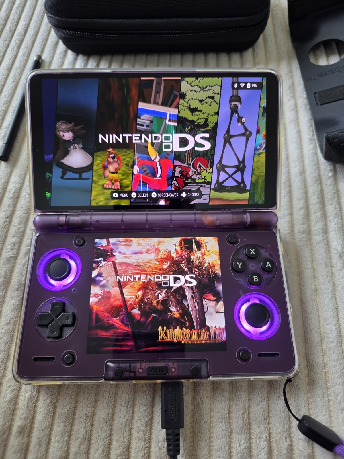 Ayn Thor Purple Max 1TB PLUS 1 TB SD CARD With Games Installed ES-DE Frontend