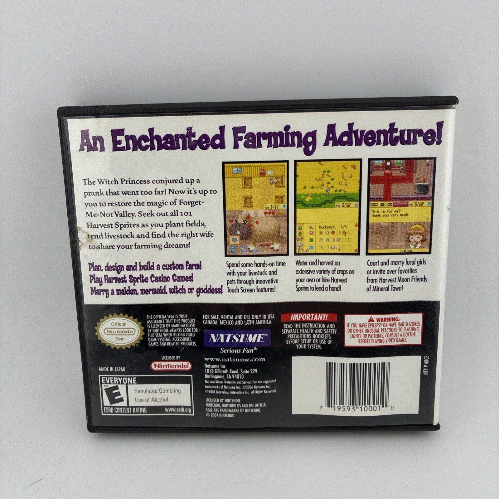 Harvest Moon Nintendo DS Case & Manual W/ Reg Card No Cartridge OEM Authentic
