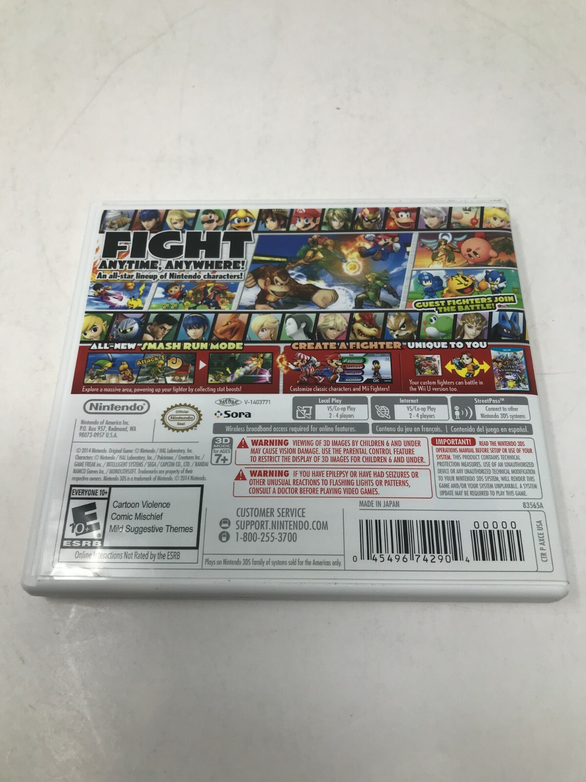 Case and Manual Only NO GAME Super Smash Bros For Nintendo 3DS Authentic