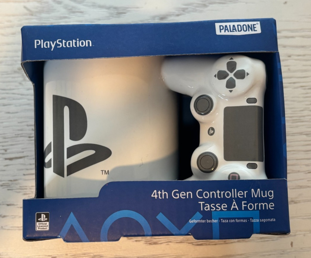 Playstation 4th Gen Controller Coffee Mug Silver White Official Paladone NIB