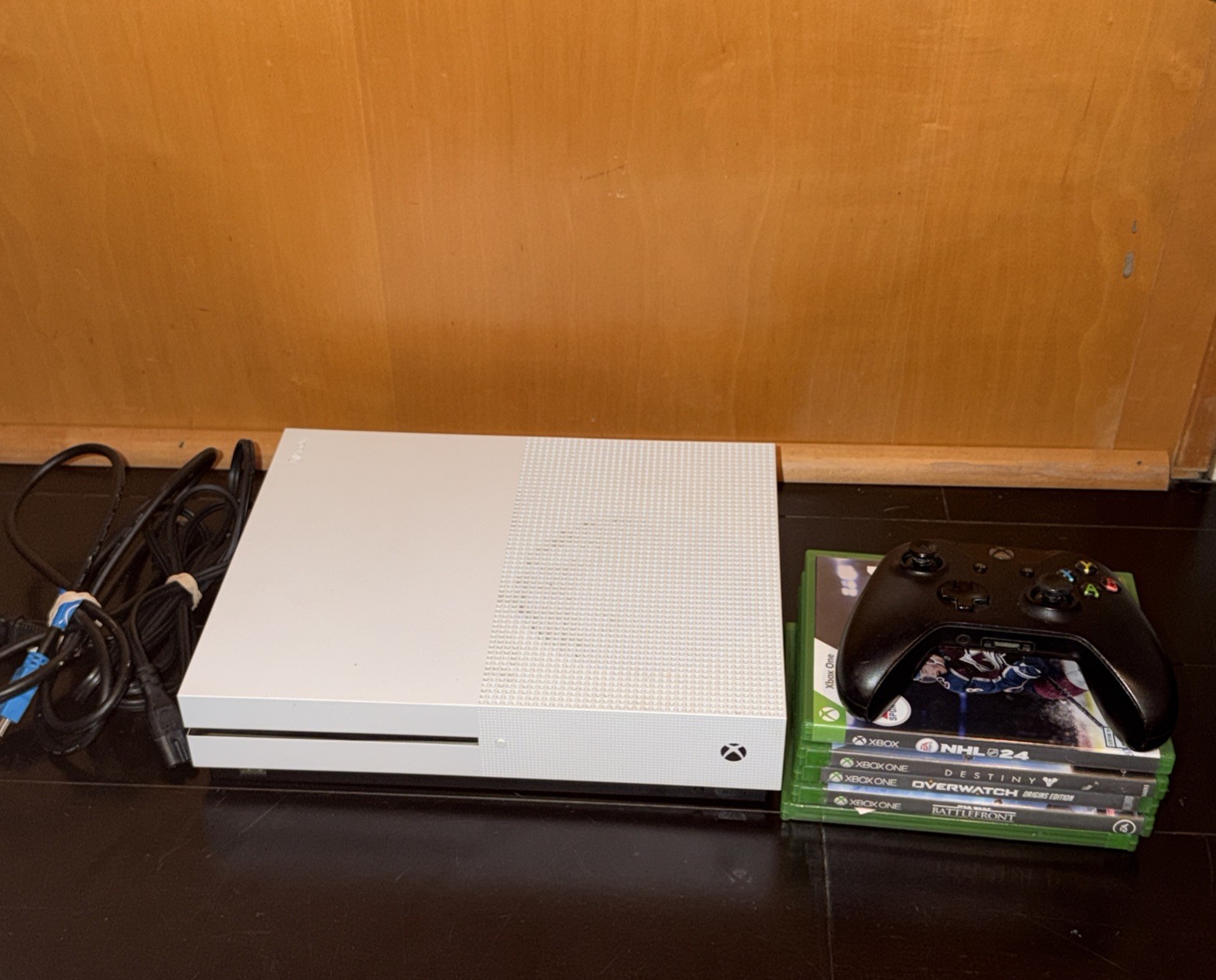 Xbox One S White Console 1TB Bundle Controller 6 Games Cords TESTED READ