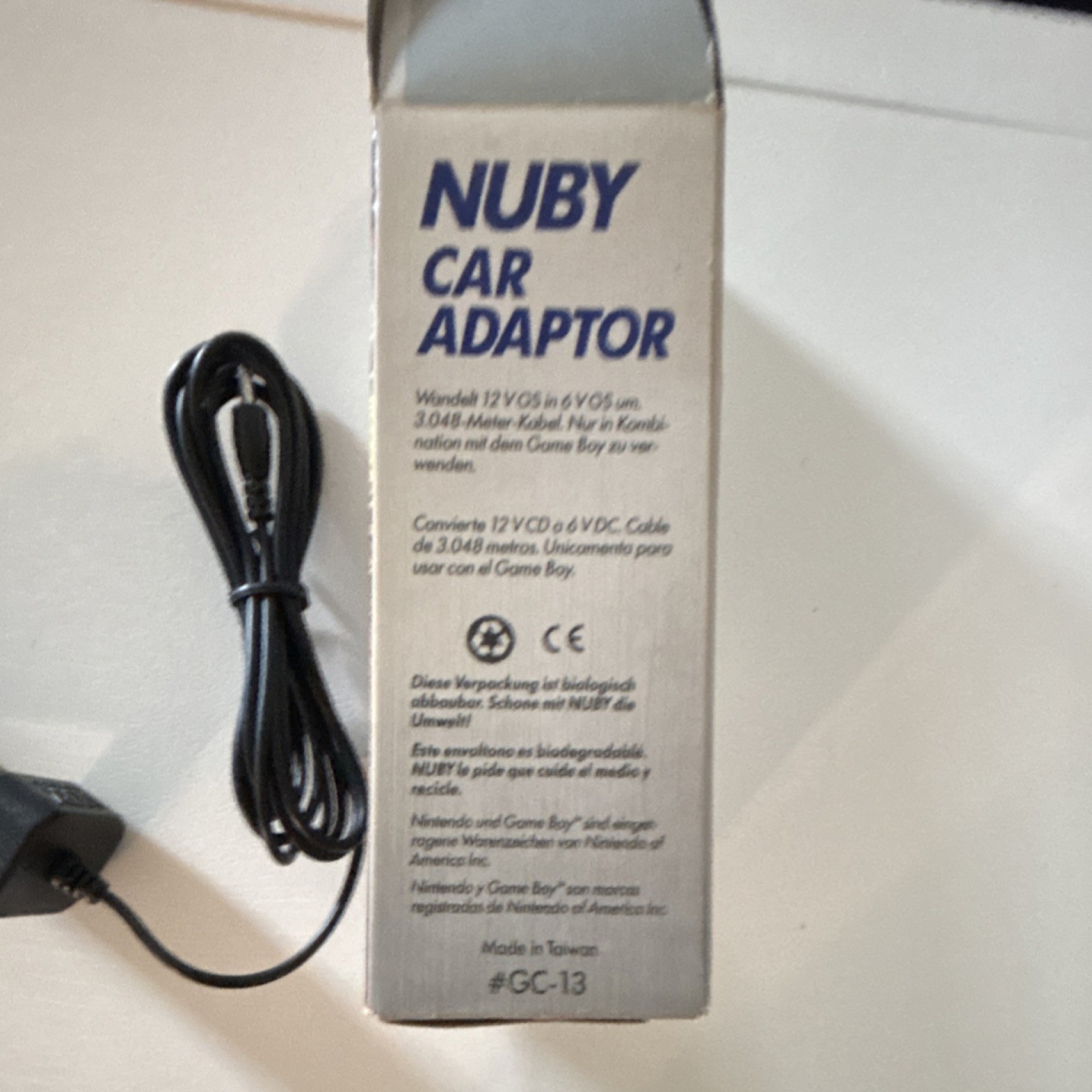 Nuby Car Charger GC-13 for Nintendo Game Boy, 3.048m Cable, Black