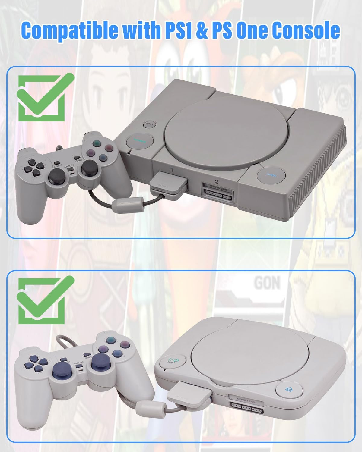 PS1 Memory Card with 512MB Micro SD Card, High Speed Game Memory Card for PS1 &