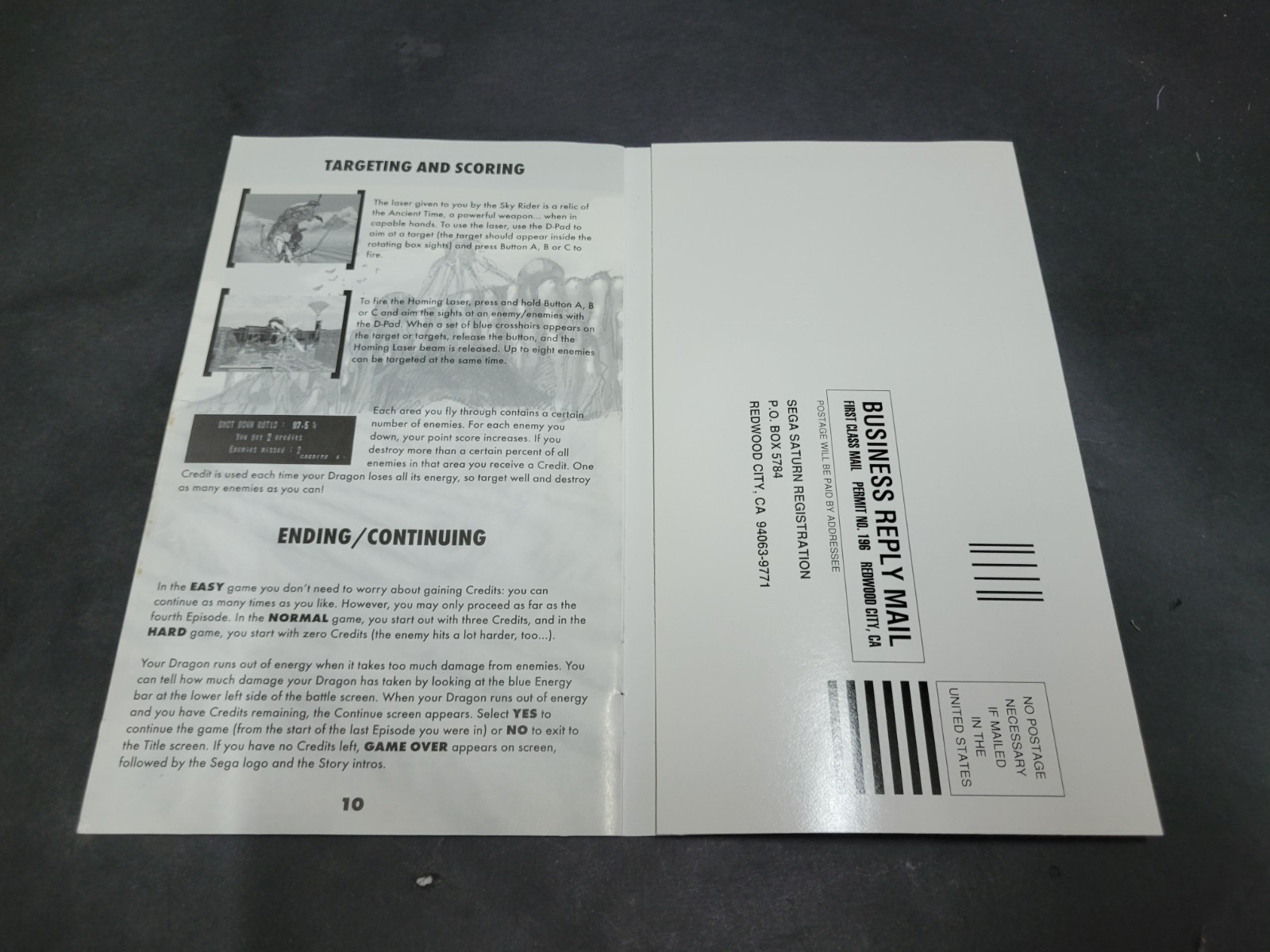 Panzer Dragoon (Sega Saturn, 1995) Game Manual Only