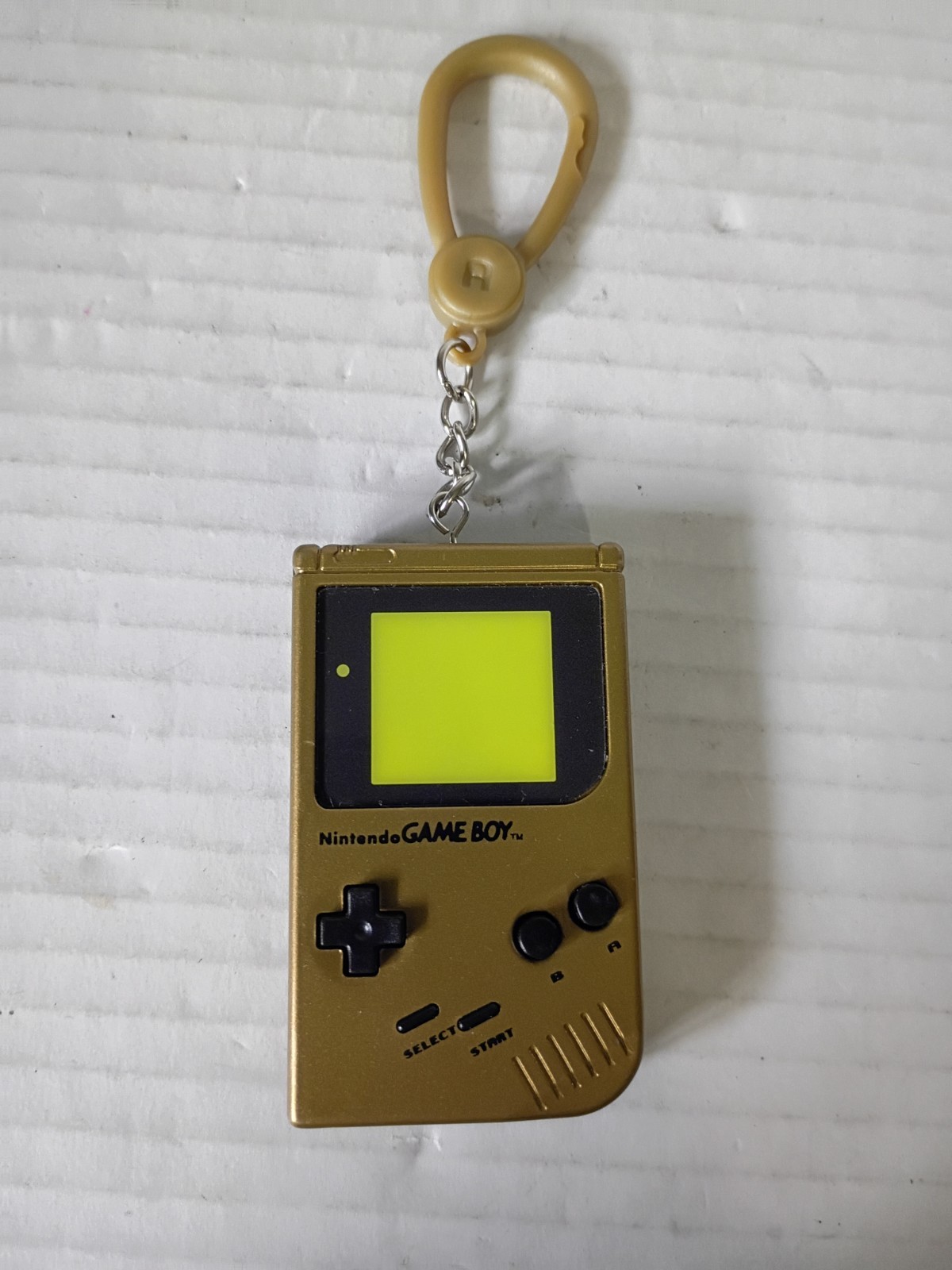 Nintendo Gameboy Classic keychain backpack clip charm tag plastic gold