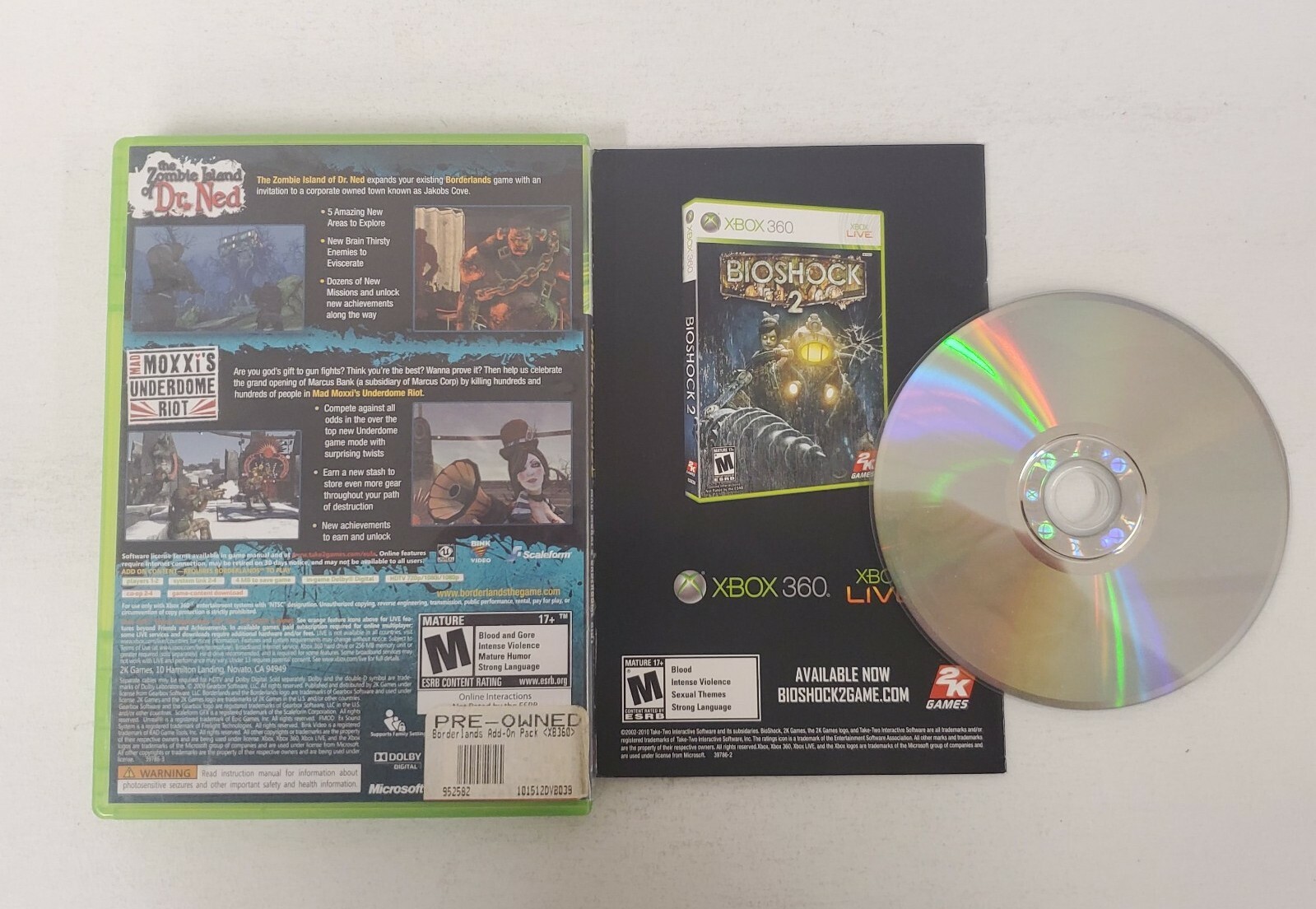 Borderlands Double Game Add-On Pack Zombie Island Dr. Ned Mad Moxxi’s XBOX 360