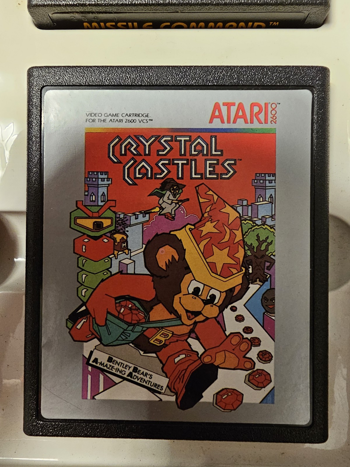 Vintage ATARI 8 Game Program Cartridge Storage Case Light Brown – With 8 Games