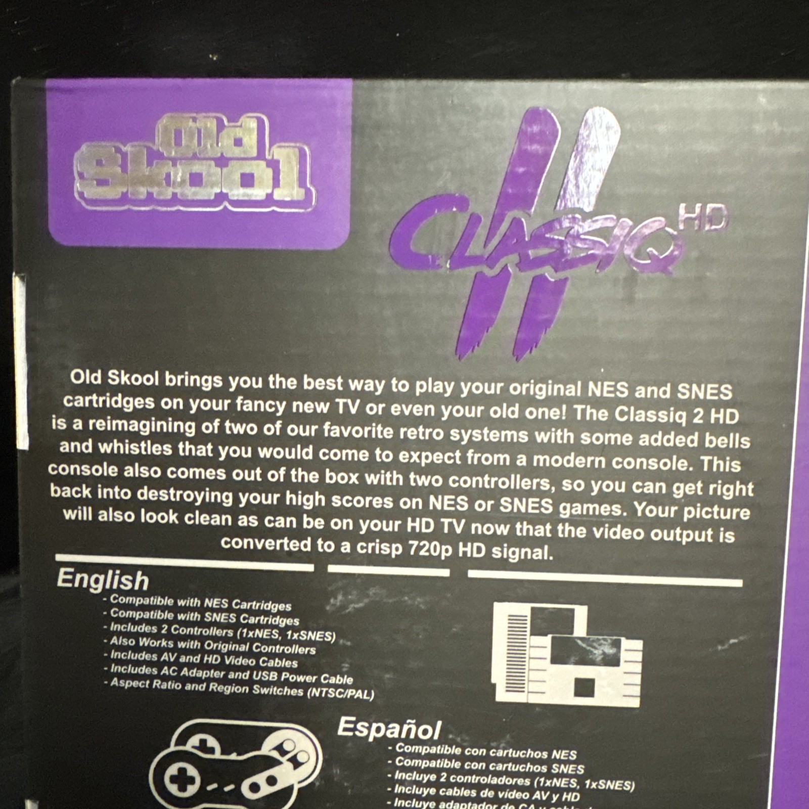 Classiq 2 HD 720p Twin Video Game System Grey/Purple for SNES/NES *OLD SKOOL*