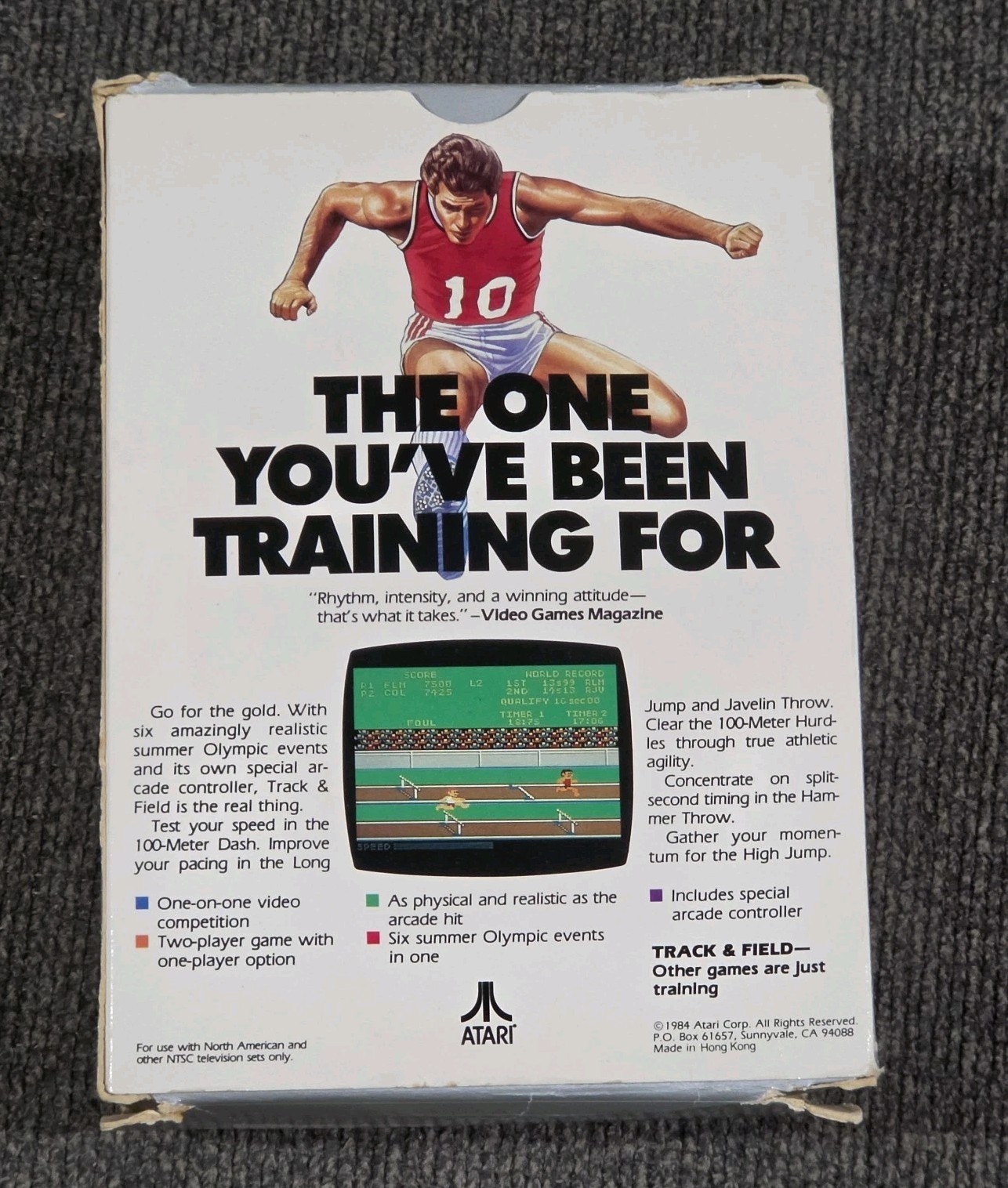 Track & Field Complete In Box With Controller Atari 400 800 1200XL TESTED 8 Bit