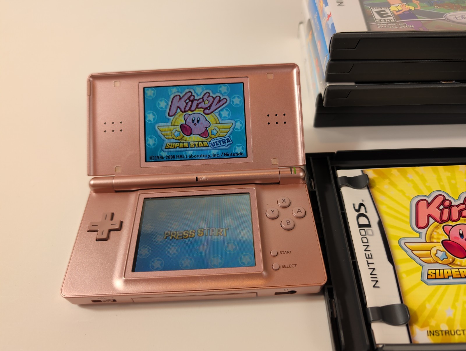 Nintendo DS Lite Metallic Rose Pink Console Bundle Game System W/ Box & 6 Games