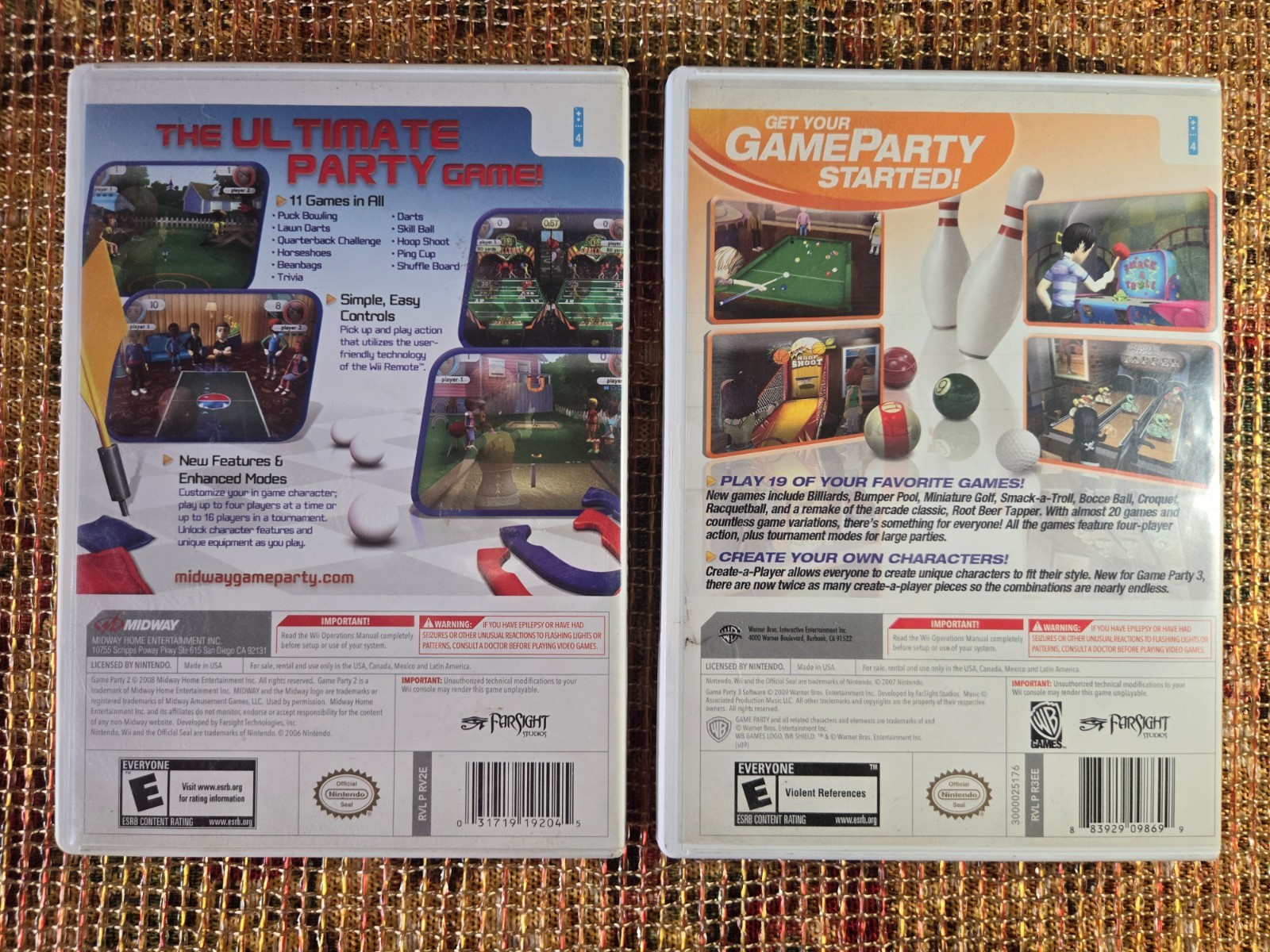 Game Party 1 + 2 (Nintendo Wii Video Games) Complete With Manuals
