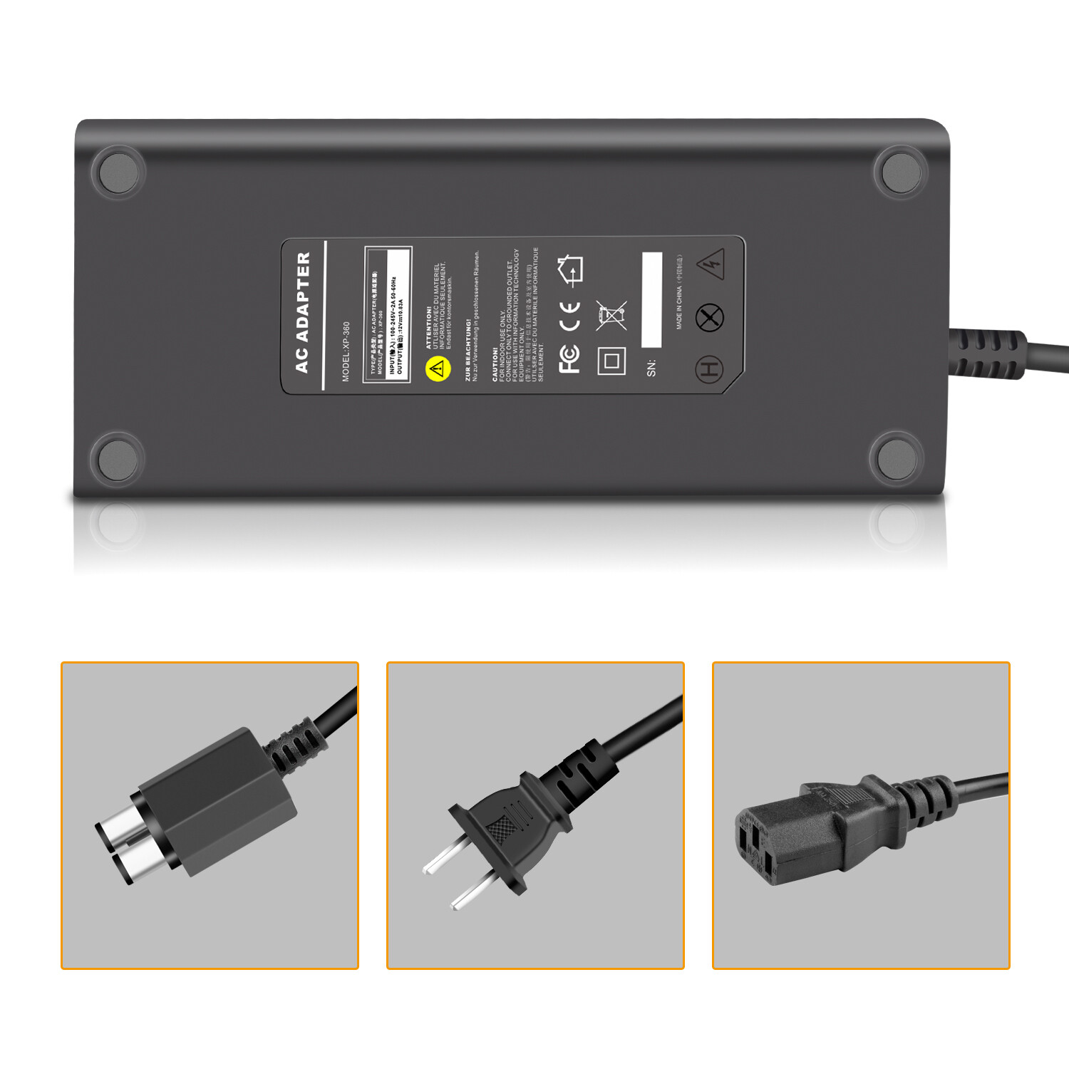 For Microsoft Xbox 360 Slim Power Supply Adapter Brick Charger Power Cord Cable