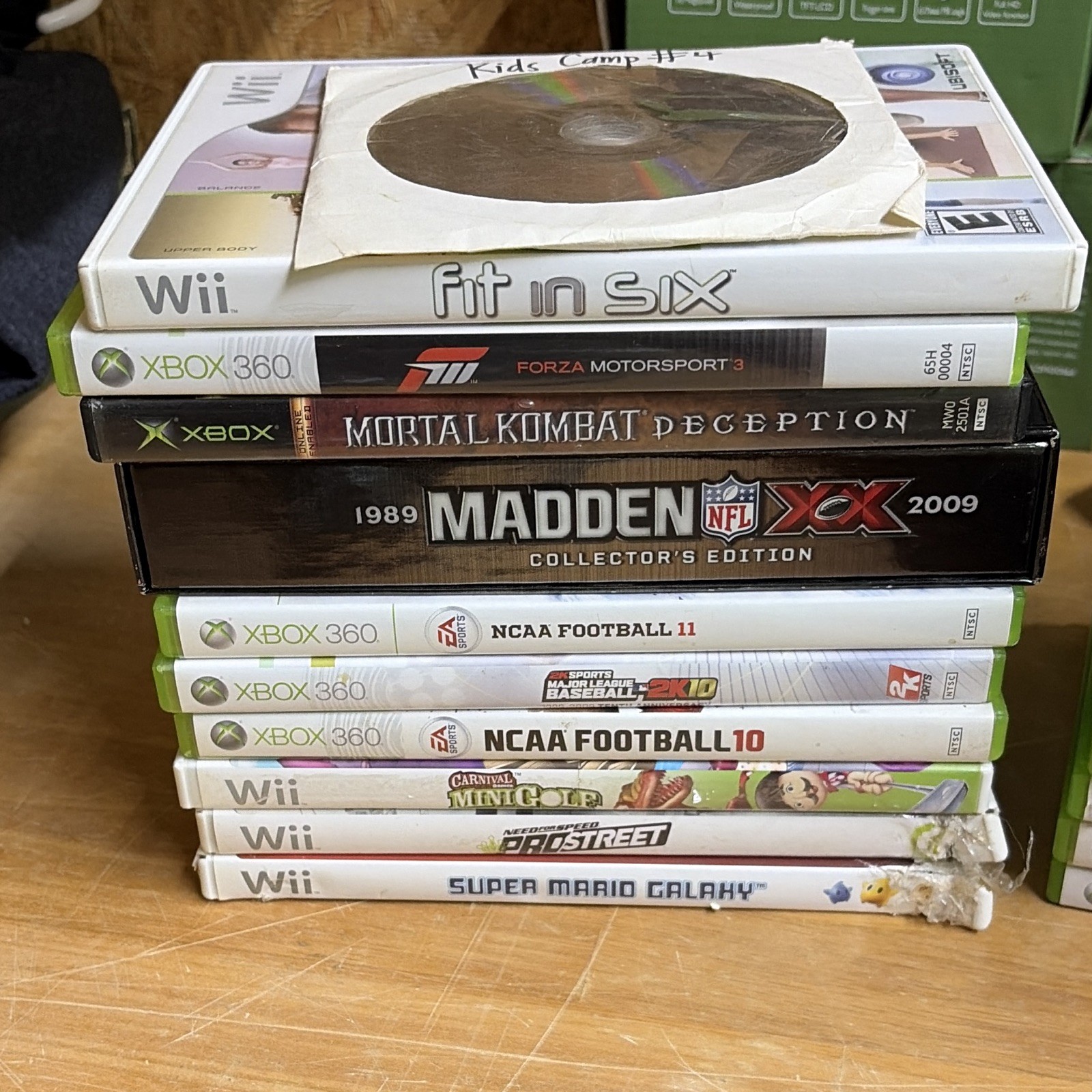 Microsoft Nintendo Xbox 360 Wired Controllers w/ AC Adapter, Cables & Games Lot
