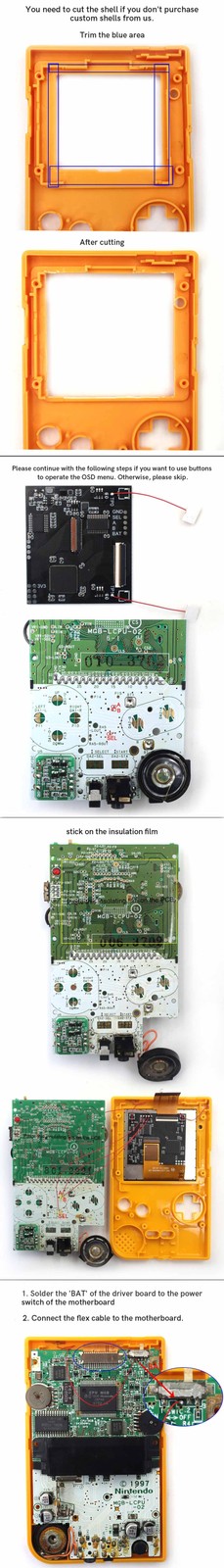 For Gameboy Pocket GBP 2.8″ Laminated IPS LCD Screen Backlight Backlit OSD KIT