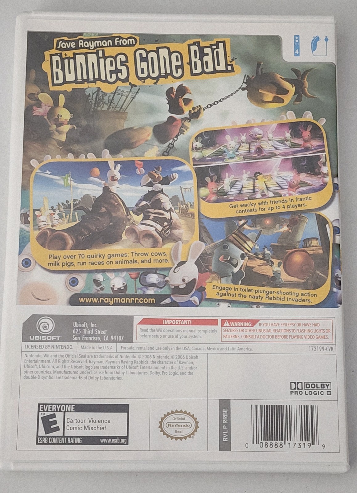 Rayman Raving Rabbids Nintendo Wii Complete W/Manual
