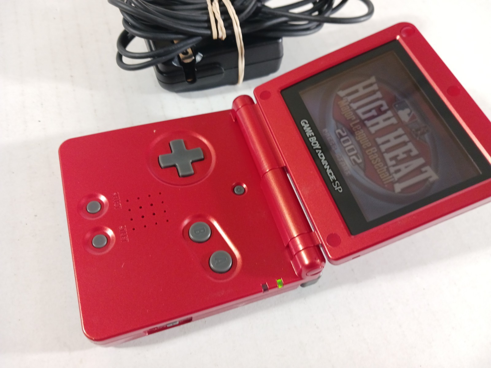GBA SP Console Flame Red AGS-001 Nintendo Game Boy Advance Tested Good Shape