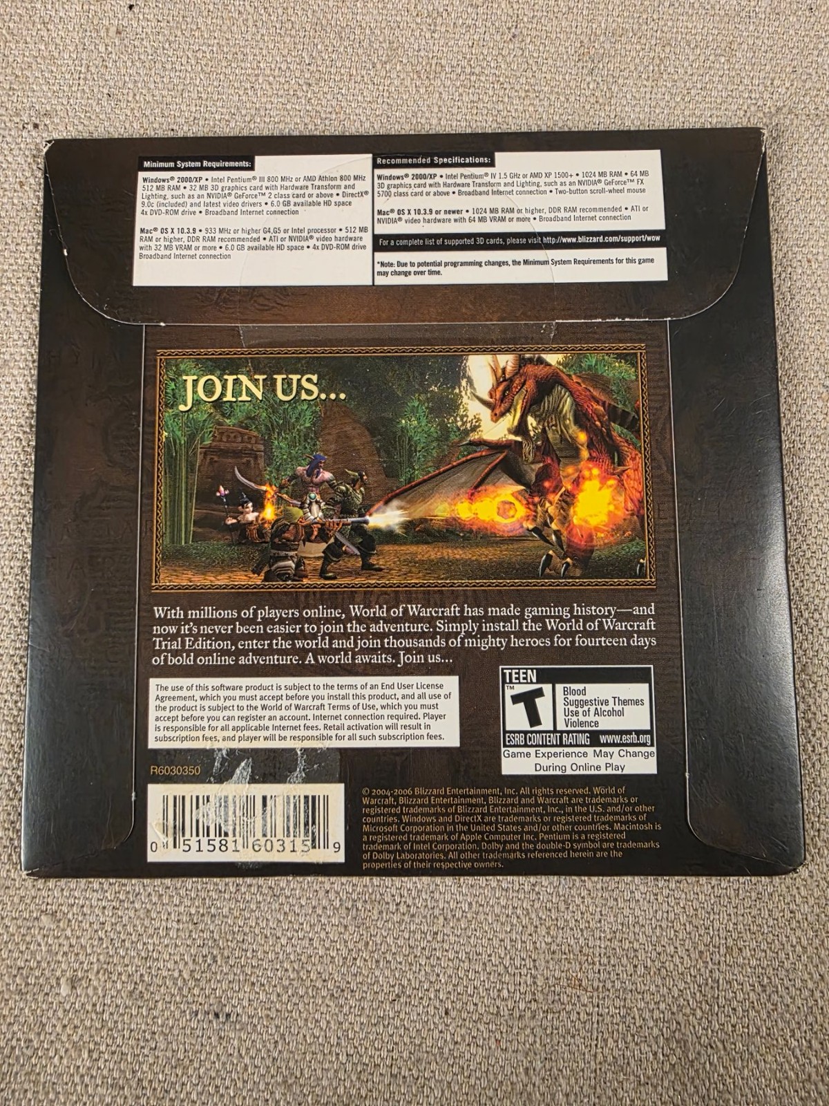 World of Warcraft 14-Day Trial Edition DVD-ROM PC Mac Blizzard Entertainment