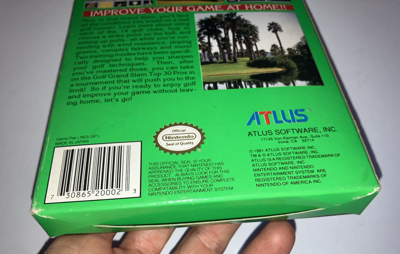 rare GOLF GRAND SLAM NES Game in Box w/manual, foldout & foam piece Fine shape