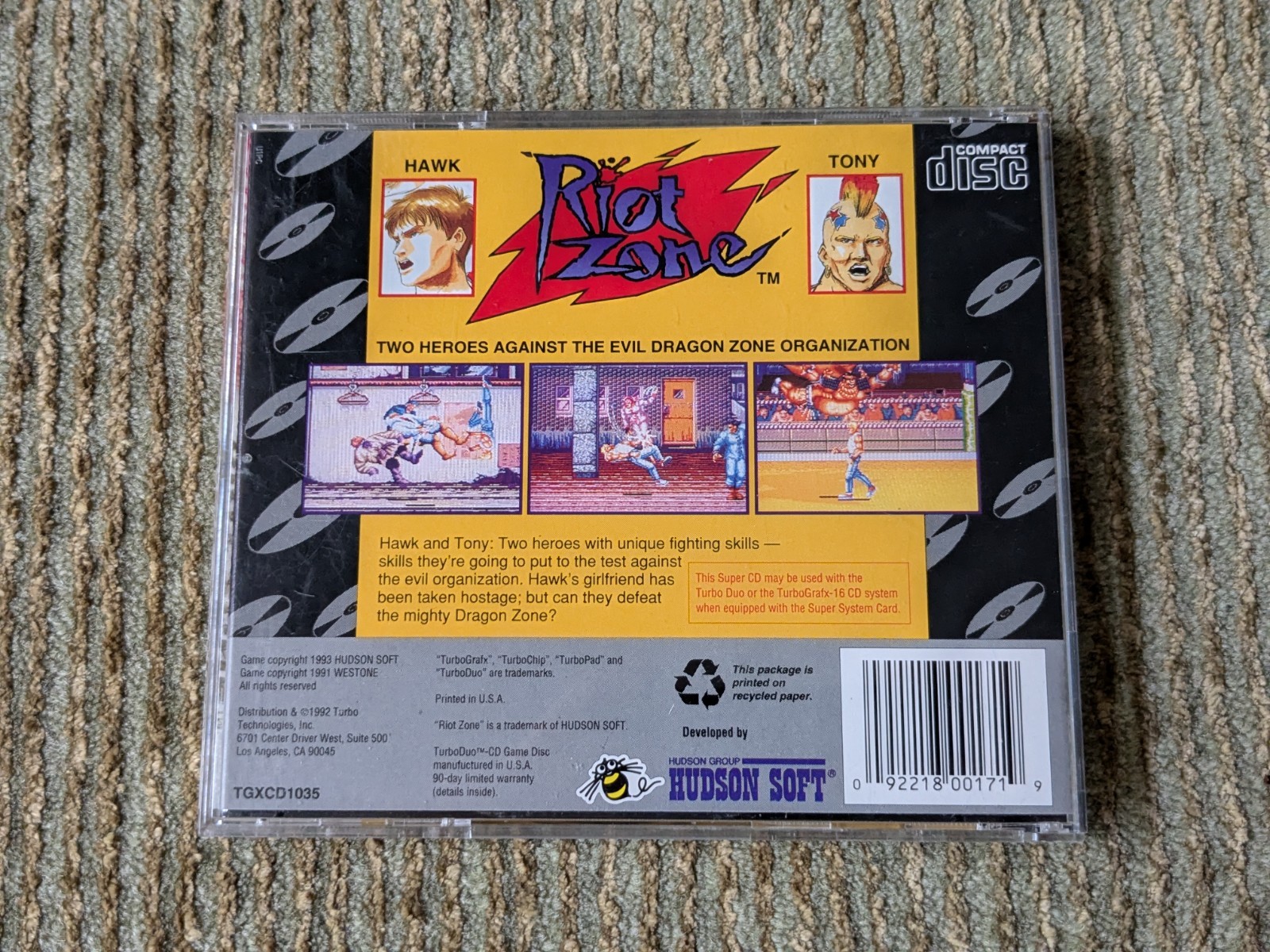 Riot Zone (TurboGrafx-CD TurboDuo) Complete CIB Tested Working