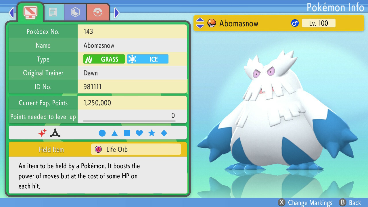 Shiny Abomasnow 6IVs Pokemon BDSP