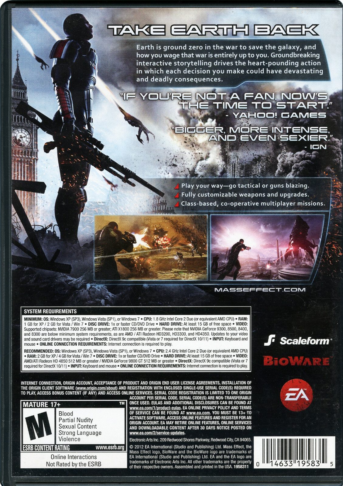 Mass Effect 3 (PC, 2012) action role-playing computer video game by BioWare