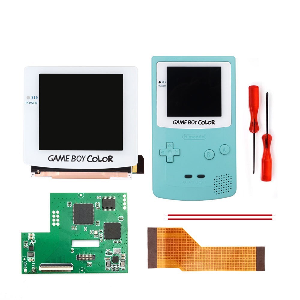 GBC AMOLED OLED Touch Screen Rechargeable Battery Li-ion White Kit For GameBoy