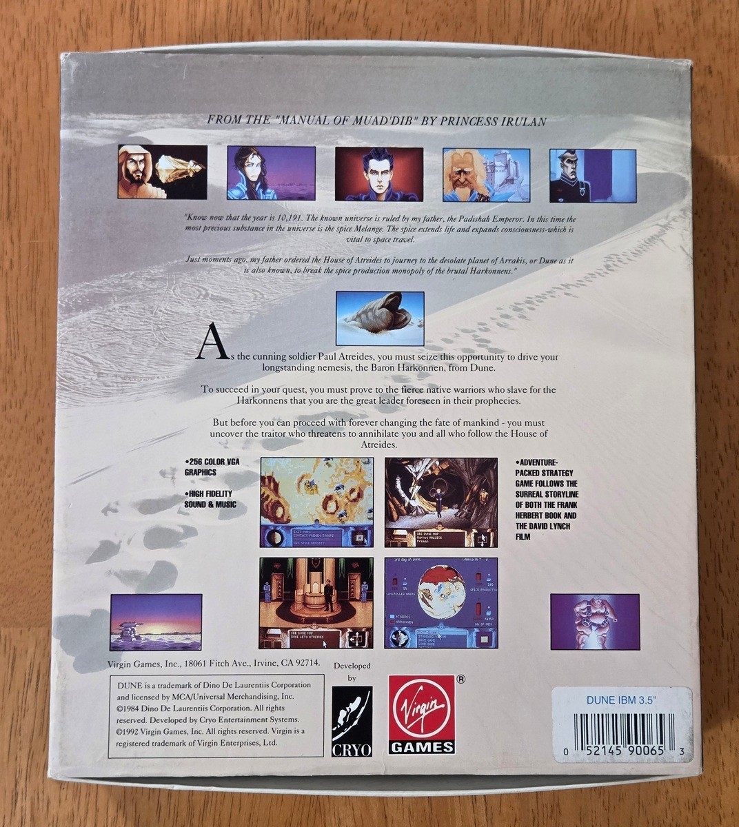 Dune Virgin Games Kyle MacLachllan Cover IBM PC Big Box 3.5″ Complete CIB 1992