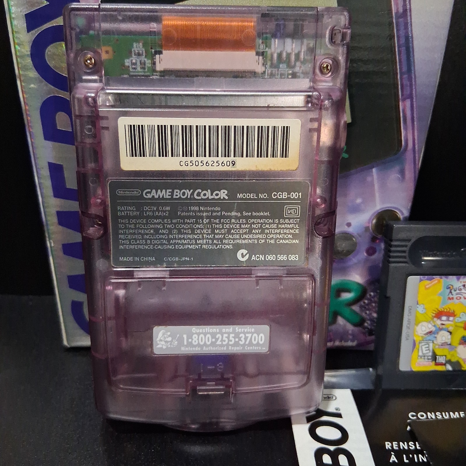 Clean! Nintendo GameBoy Color Atomic Purple Console Complete In Box CiB CGB-001