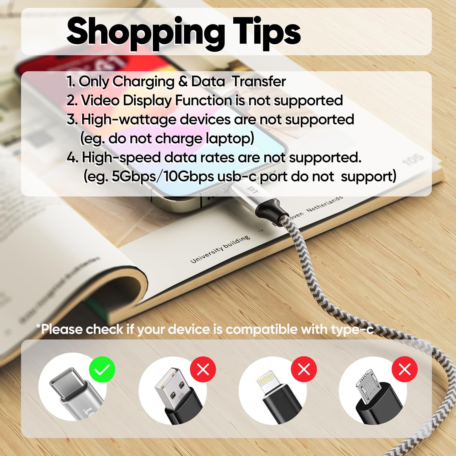 20 Ft USB C Cable Extra Long, A 2.0 to Type C 18W Fast 20 Feet, Silver