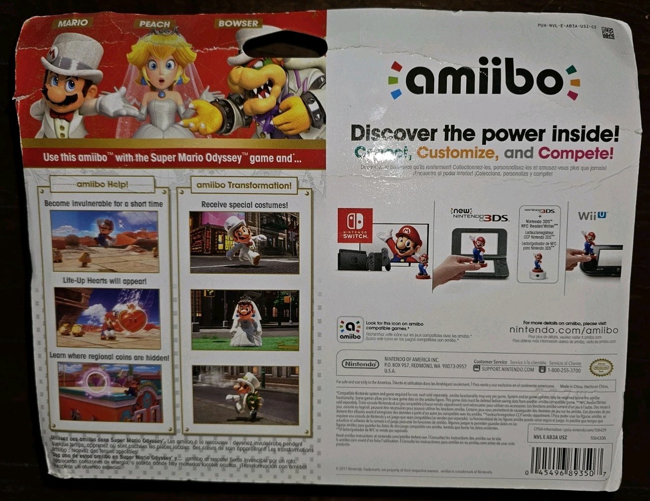 Super Mario Odyssey Amiibo 3 Pack Peach Bowser Wedding Outfit 2017 First Print