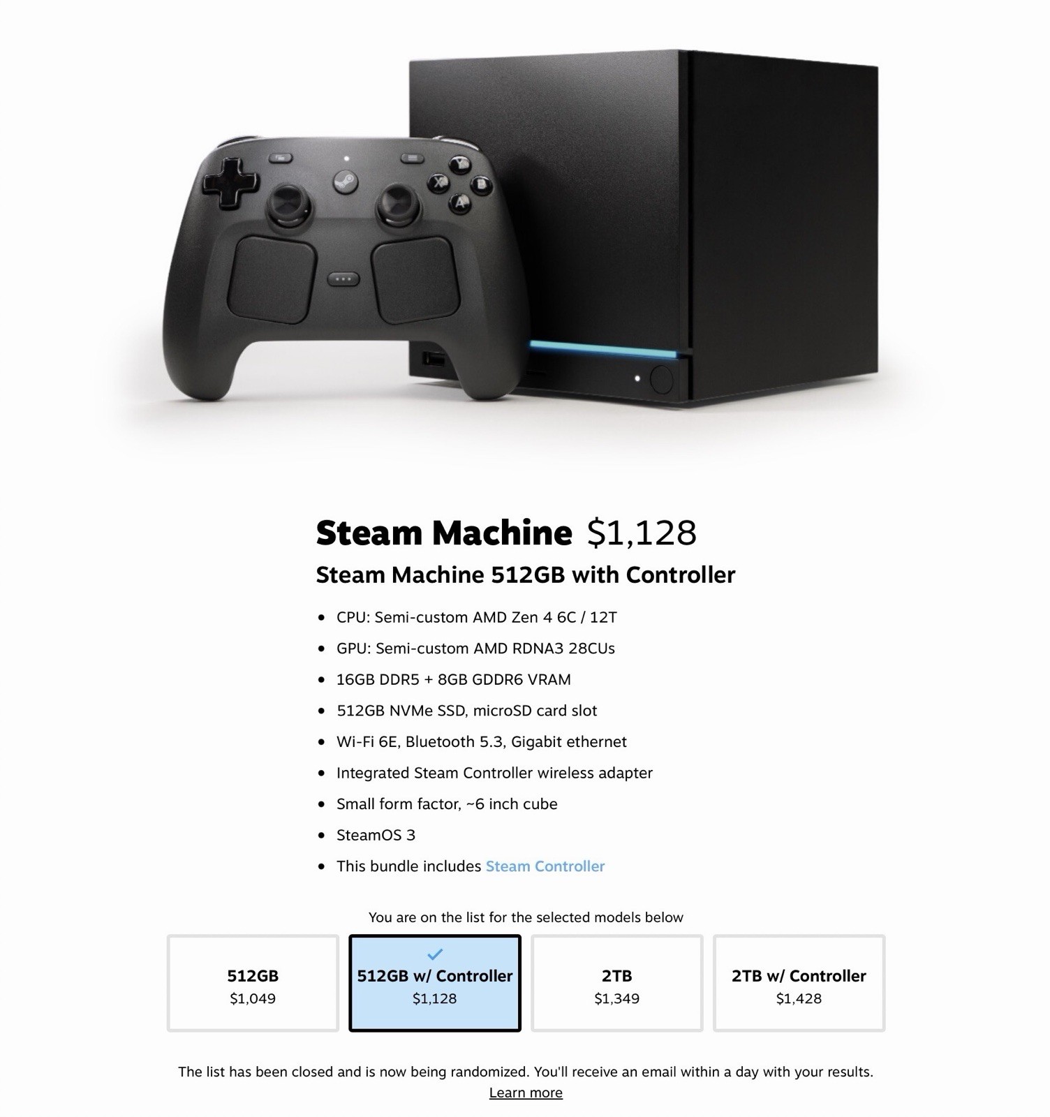 Steam Machine 512GB with Controller Valve PC PRESALE