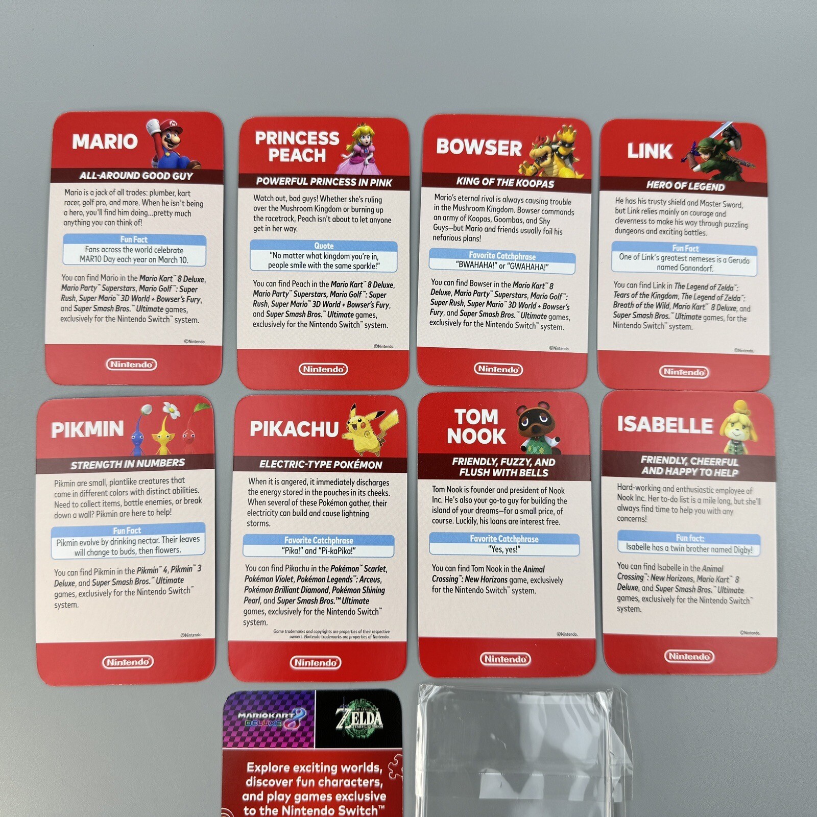 Authentic Nintendo Switch Character Card Set & Sticker Set Limited Promo 2023