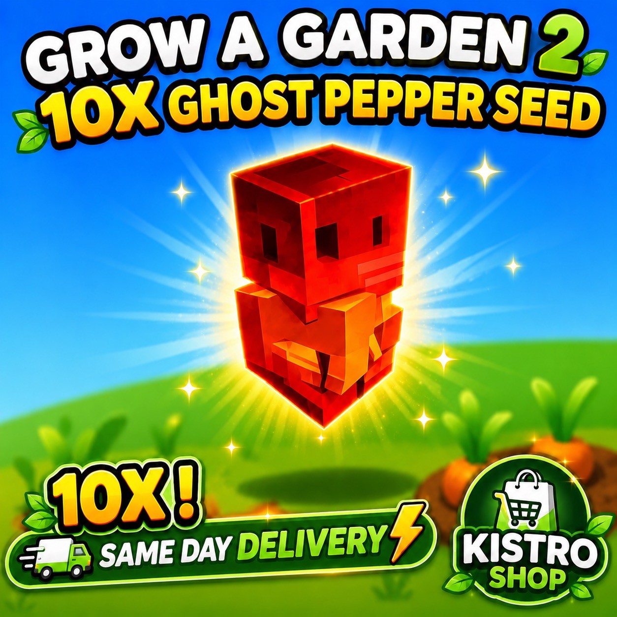 🪴Grow a Garden 2 | 10x GHOST PEPPER SEED🌶️ | Fast day delivery 🚚