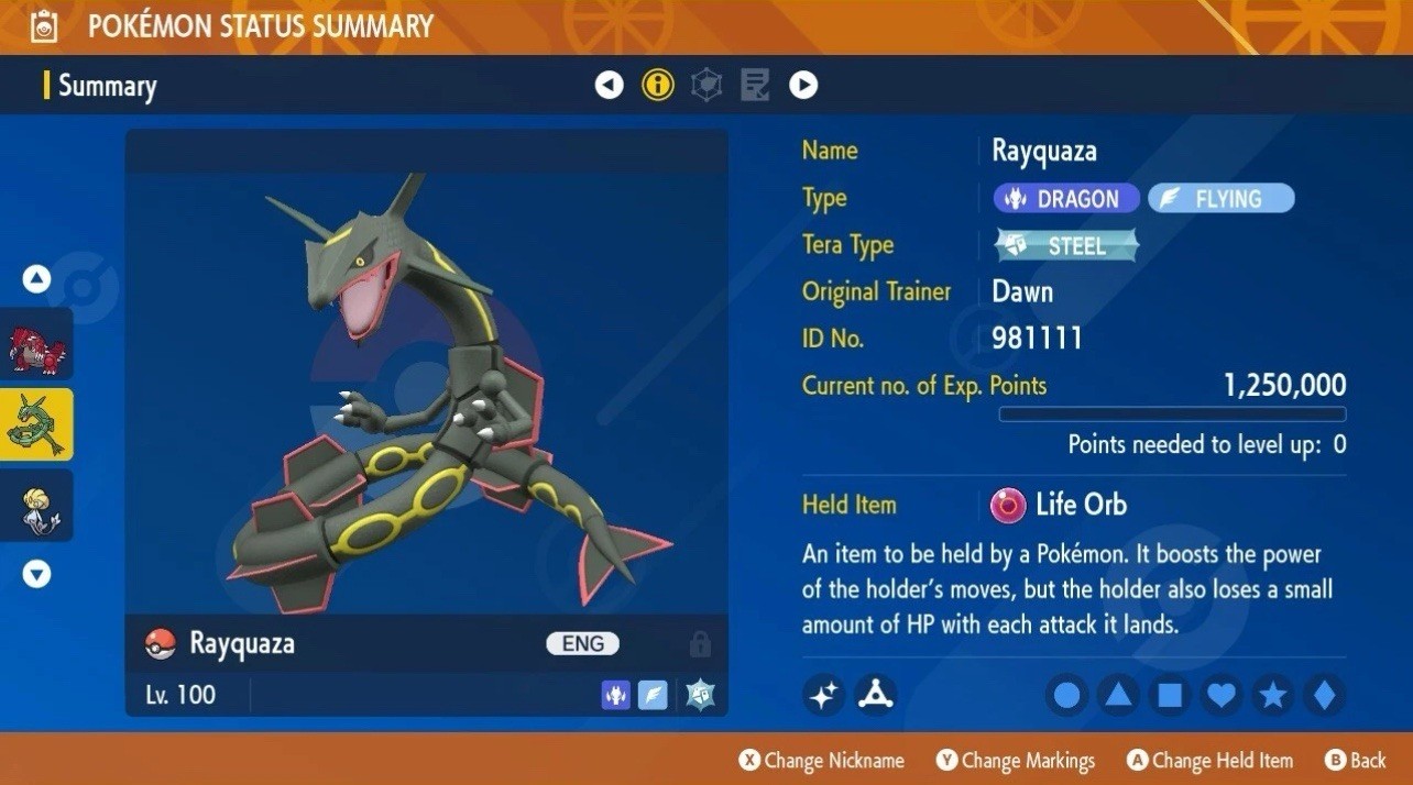 Pokemon SCARLET & VIOLET ✨6IV SHINY RAYQUAZA✨ BATTLE READY • EVs ⭐️ YOUR OT 🚀