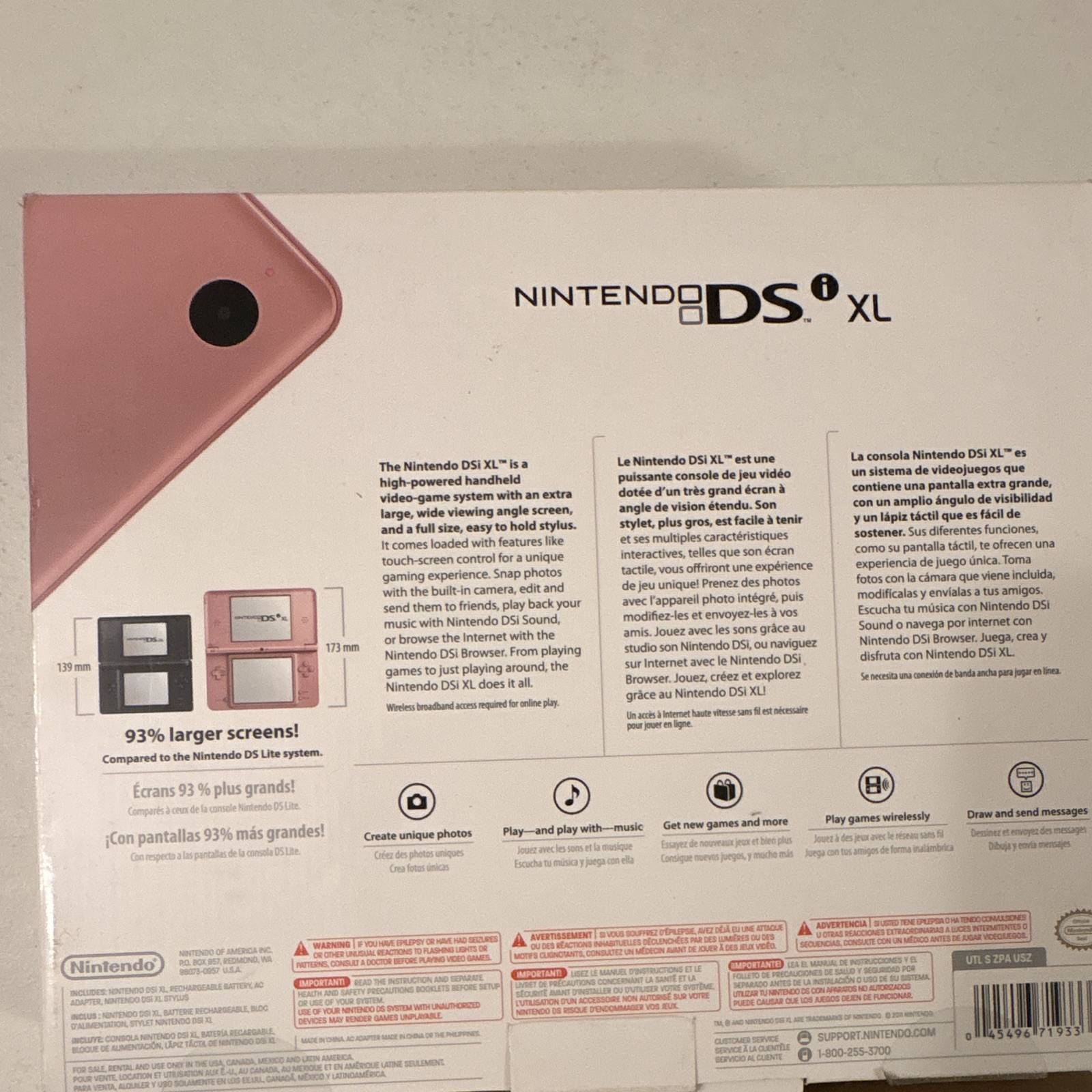 Nintendo DSi XL Metallic rose Handheld System NTSC-U/C w/ Box Stylus Manuals