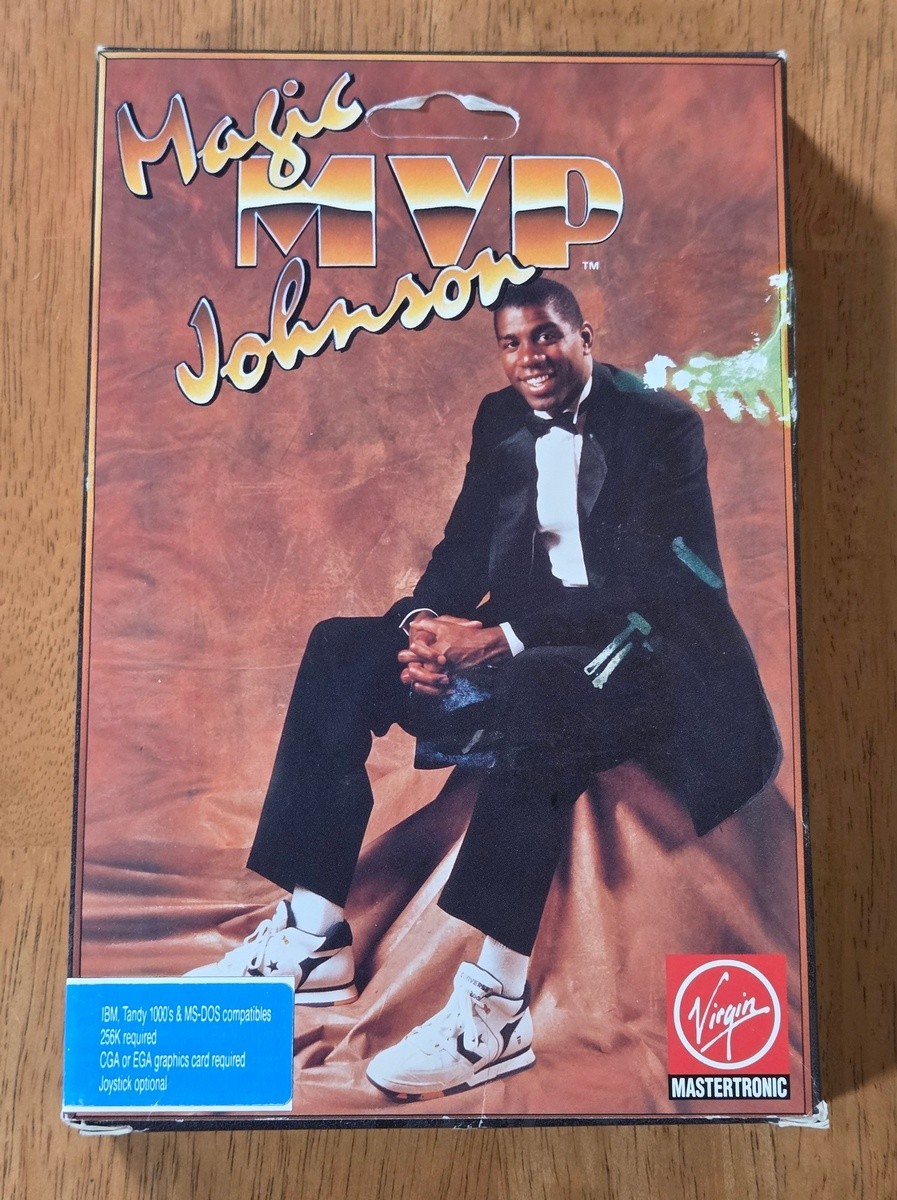 MVP Magic Johnson Virgin Mastertronic IBM PC Big Box Game 1990 CIB 3.5″ Floppy