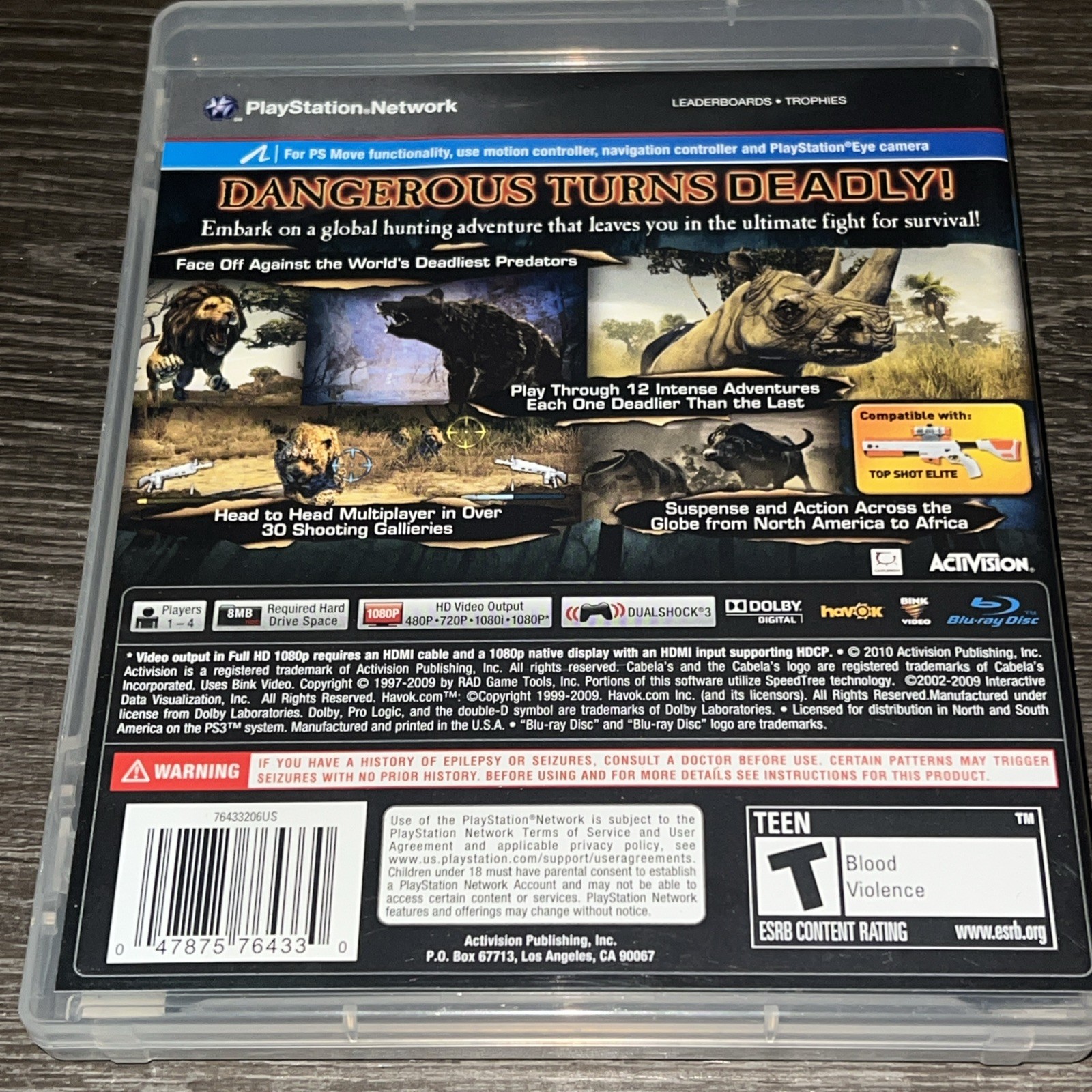 Cabela’s Dangerous Hunts 2011 (Sony PlayStation 3 PS3, 2010) CIB With Glasses