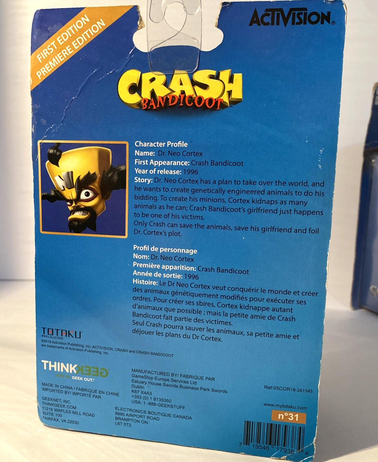 Dr Neo Cortex Crash Bandicoot TOTAKU n°31 Game Stop First Edition