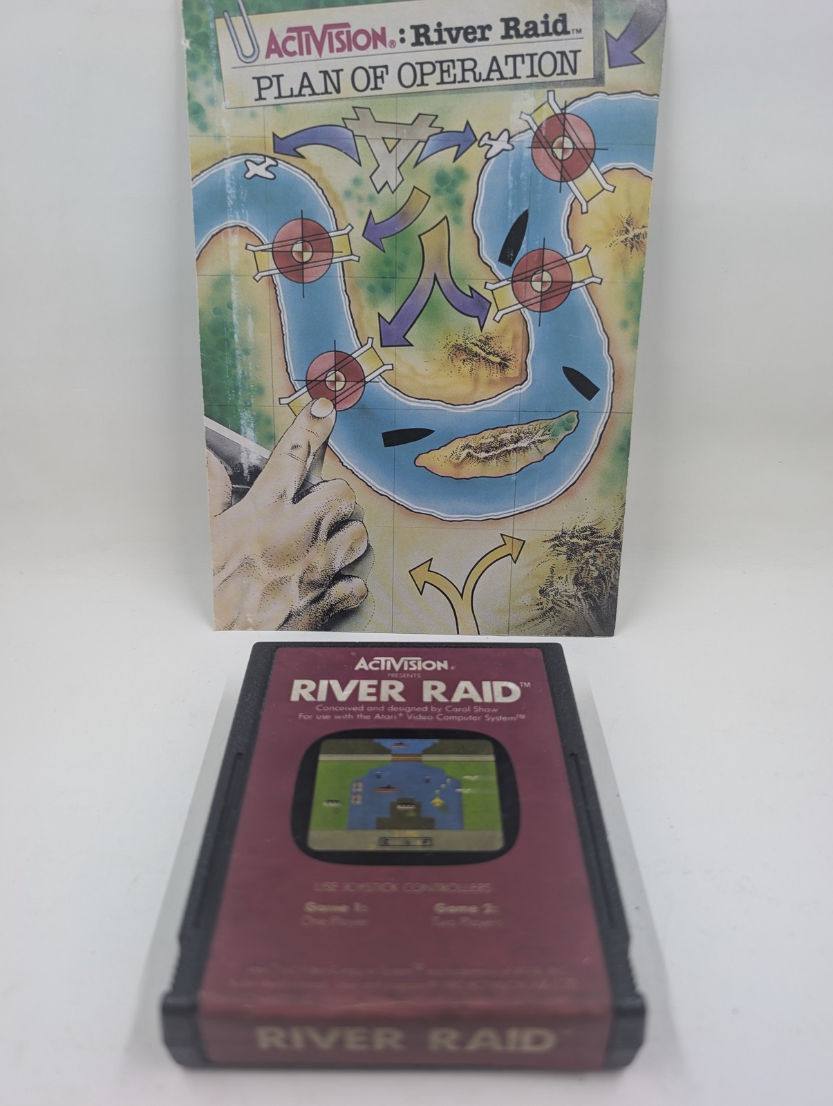 Activision River Raid Atari 2600 1982 Cartridge + Plan of Operation Tested Clean